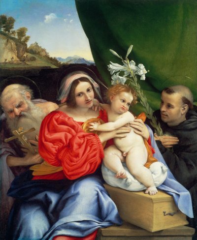 Virgen y Niño con los santos Jerónimo y Nicolás de Tolentino de Lorenzo Lotto